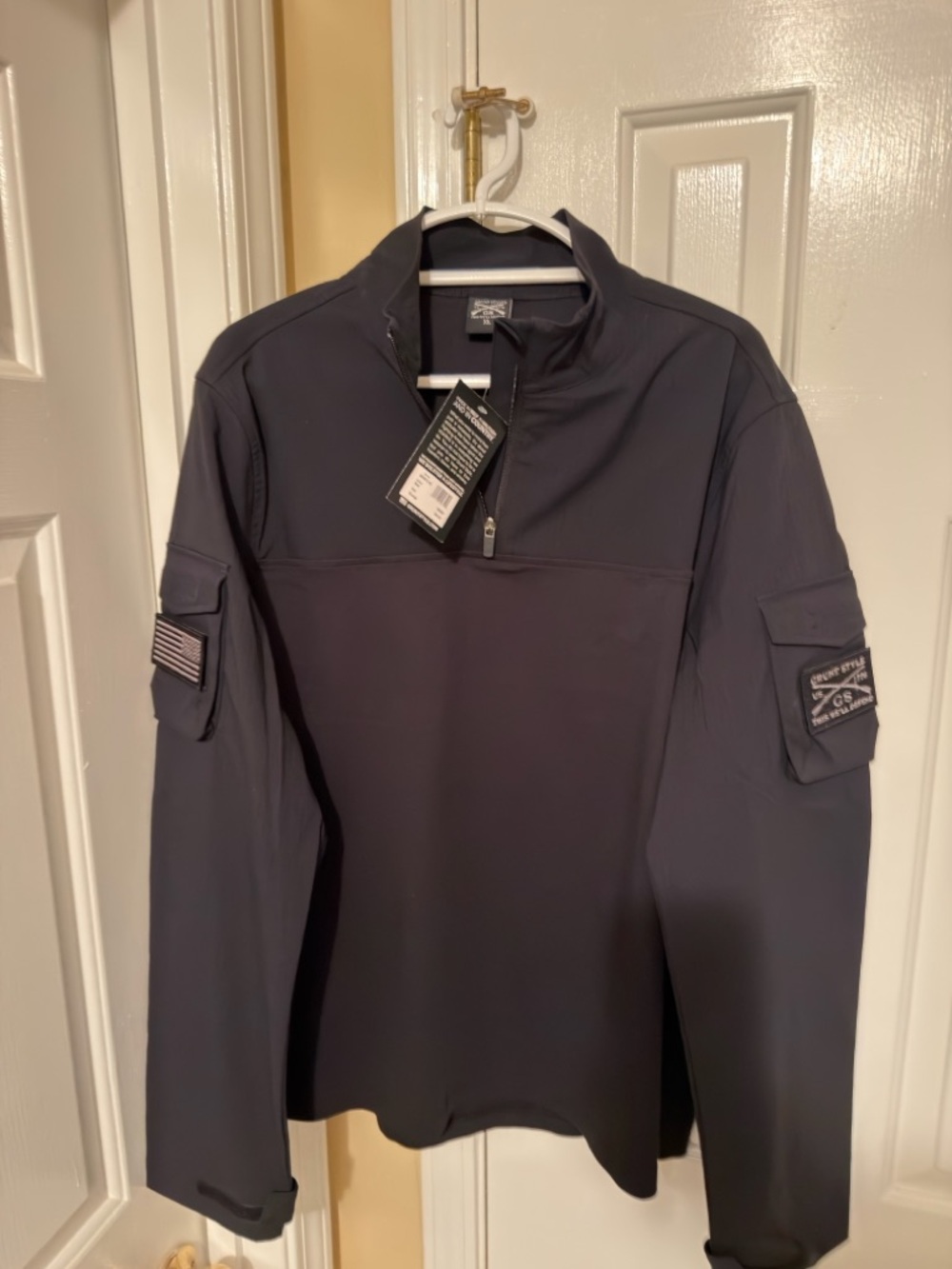 Grunt Style Men's Long Sleeve Quarter-Zip Pullover Operator Shirt - Black